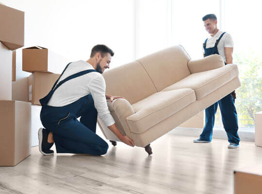 Worker conducting furniture removals for transport